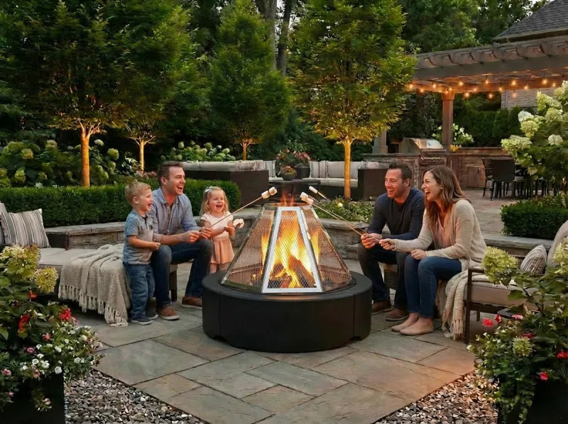 Famille réunie autour du foyer OROS